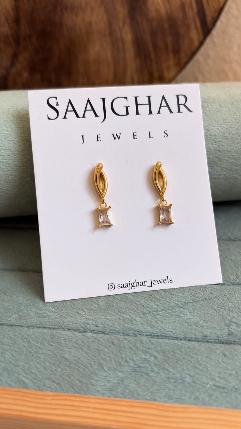 White Stone Stud Earrings