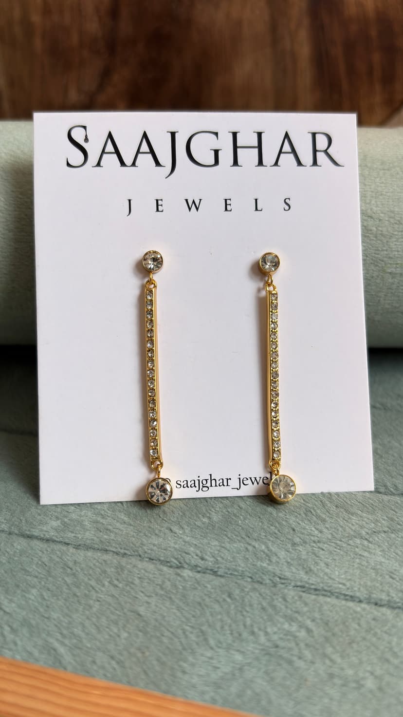 Long White Stone Party Earrings